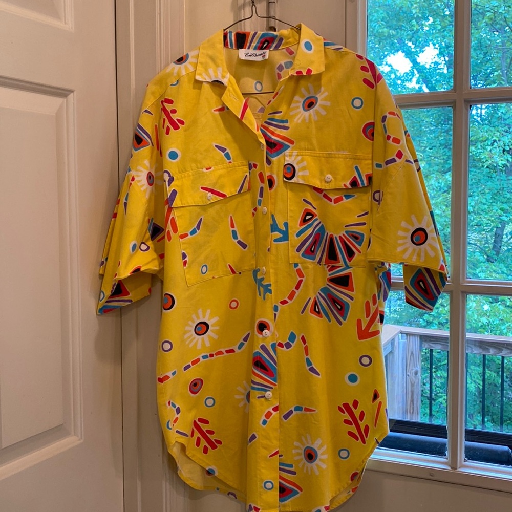 Colorful Yellow Print Swim Coverup